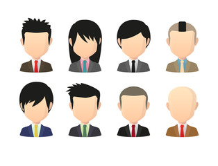 Fototapeta premium Set of asian male faceless avatars with various hair styles wear