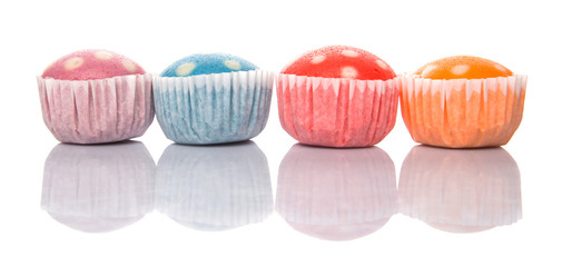 Colorful steamed rice polka dot muffin or apam polka dot