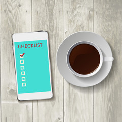 Smart phone with check list