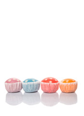 Colorful steamed rice polka dot muffin or apam polka dot