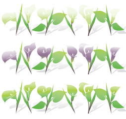 Calla Lily Icons in 3 stylish colors with a cast shadow