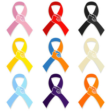 Awareness ribbons, people support concept