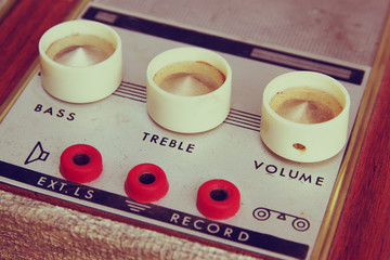 macro closeup vintage Amplifier dials.