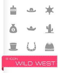 Vector wild west icon set