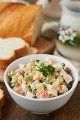 Russian traditional salad olivier