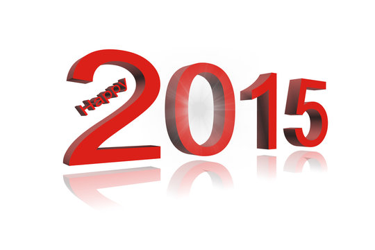 Happy 2015 3d sign