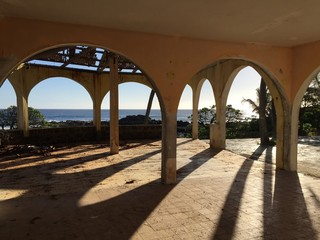 abandoned building at beach