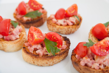 bruschetta (Italian Toasted Garlic Bread )ham,cherry tomato