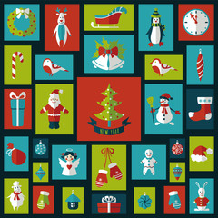Set of Christmas flat graphic elements