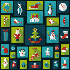 Set of Christmas flat graphic elements