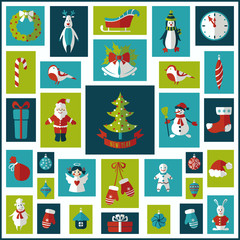 Naklejka premium Set of Christmas flat graphic elements