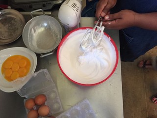 making desert in kitchen 