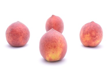 Ripe peach fruit isolated on white background