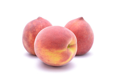 Ripe peach fruit isolated on white background