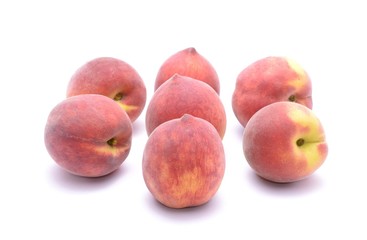 Ripe peach fruit isolated on white background