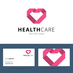 Health care vector logo template and business card template.