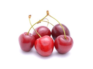Sweet cherries isolated on white background