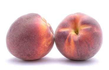 Ripe peach fruit isolated on white background