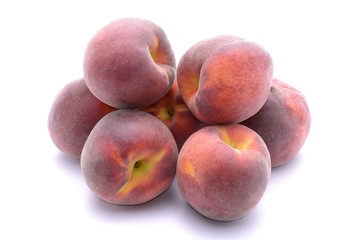 Ripe peach fruit isolated on white background
