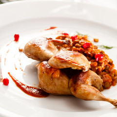 quail with lentil