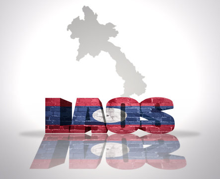 Word Laos on a map background