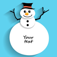 Christmas snowman for greeting text