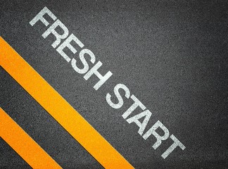 Fresh Start Text Writing Road Asphalt