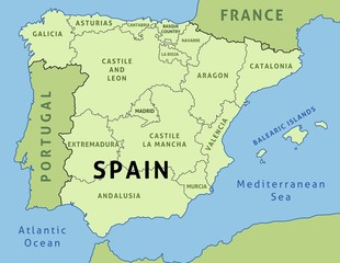 Spain map with regions