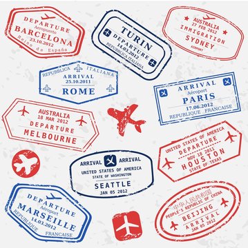 Travel stamps background