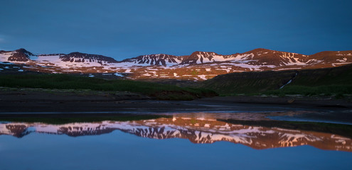 Reflection of mountains in Iceland