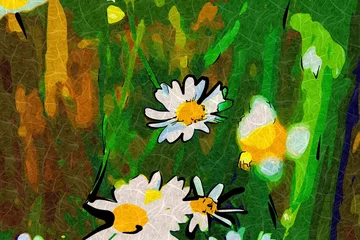 Schilderijen op glas Abstract flower oil painting © maxtor777