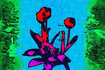 Plexiglas foto achterwand Abstract flower oil painting © maxtor777