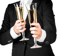 Business woman with two glasses