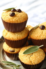 Delicious homemade gluten free muffins with chocolate drops