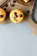 Delicious homemade gluten free muffins with chocolate drops