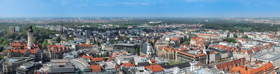 Fototapeta na wymiar Panorama der Stadt Leipzig von oben