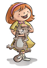 niña con su gato