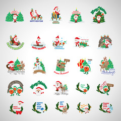 Naklejka premium Christmas Icons And Elements Set - Isolated On Gray