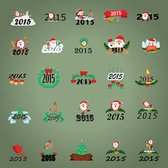 Christmas Icons And Elements Set - Isolated On Green