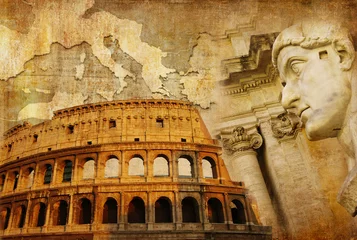 Papier Peint photo Colisée grand empire romain - collage conceptuel dans un style rétro
