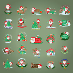 Christmas And Holidays Icons Set - Isolated On Green
