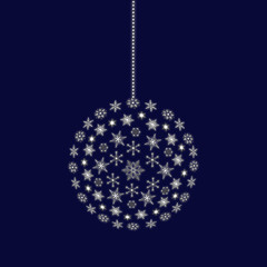 Fototapeta na wymiar Christmas ball on a blue background