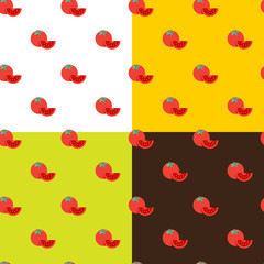 Vector flat tomatos seamless pattern