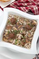 Mushroom Barley Soup with Mini Meatballs