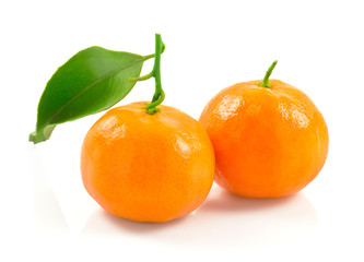 Tangerine with leaves