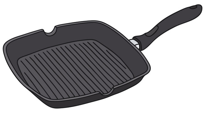 Hand drawing of a black nonadhesive pan