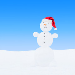 Winter snowman in santa hat
