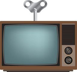 Old TV with winder. Vector illustration