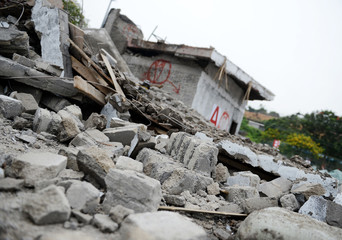 destroyed building