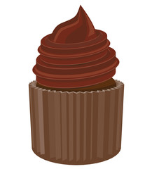 Cupcake with chocolate icing on top